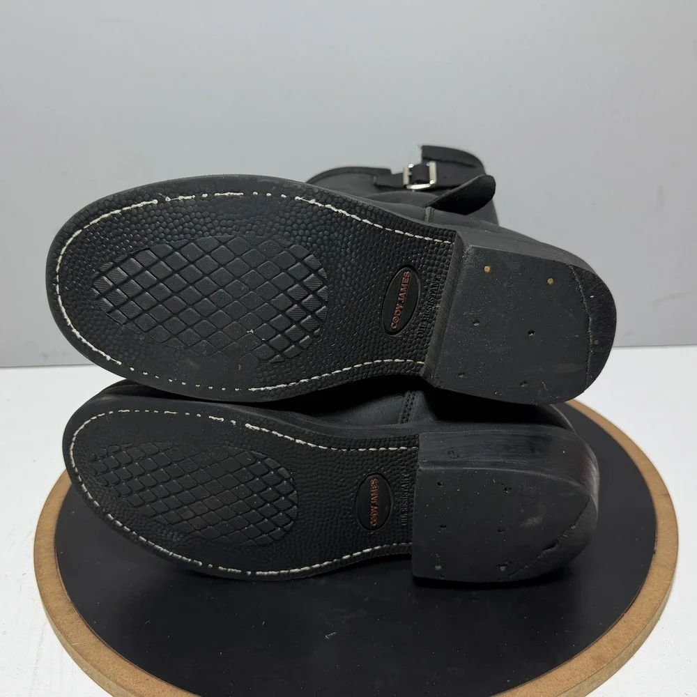 Cody James Engineer Boots Men 8.5 M Leather Biker Buckle Black Workwear Grunge